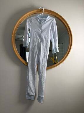 Magnolia Baby 100% Pima Cotton Light Blue Striped Footless Zipper Romper 4T